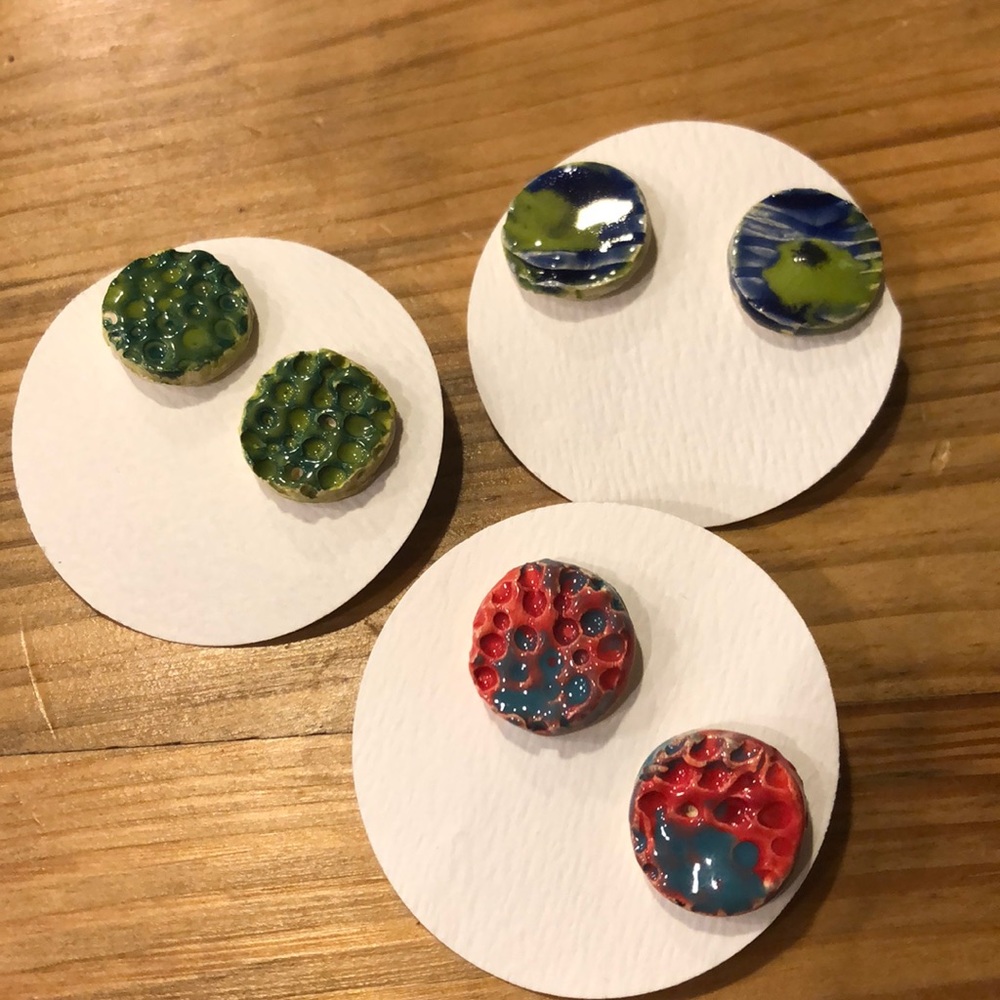 🌻 3 pairs new handmade ceramic earrings